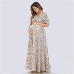 White Floral Georgette Maternity Maxi Dress