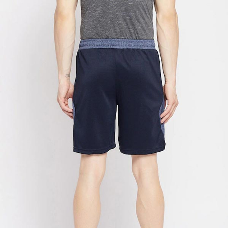 Men Navy Blue & Blue Colourblocked Sports Shorts